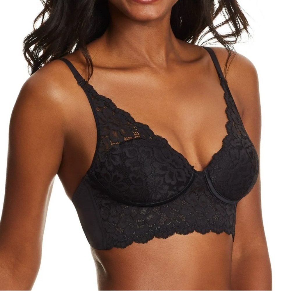 Maidenform Lightly Lined Convertible Lace‎ Bralette DM1188 Black 40D